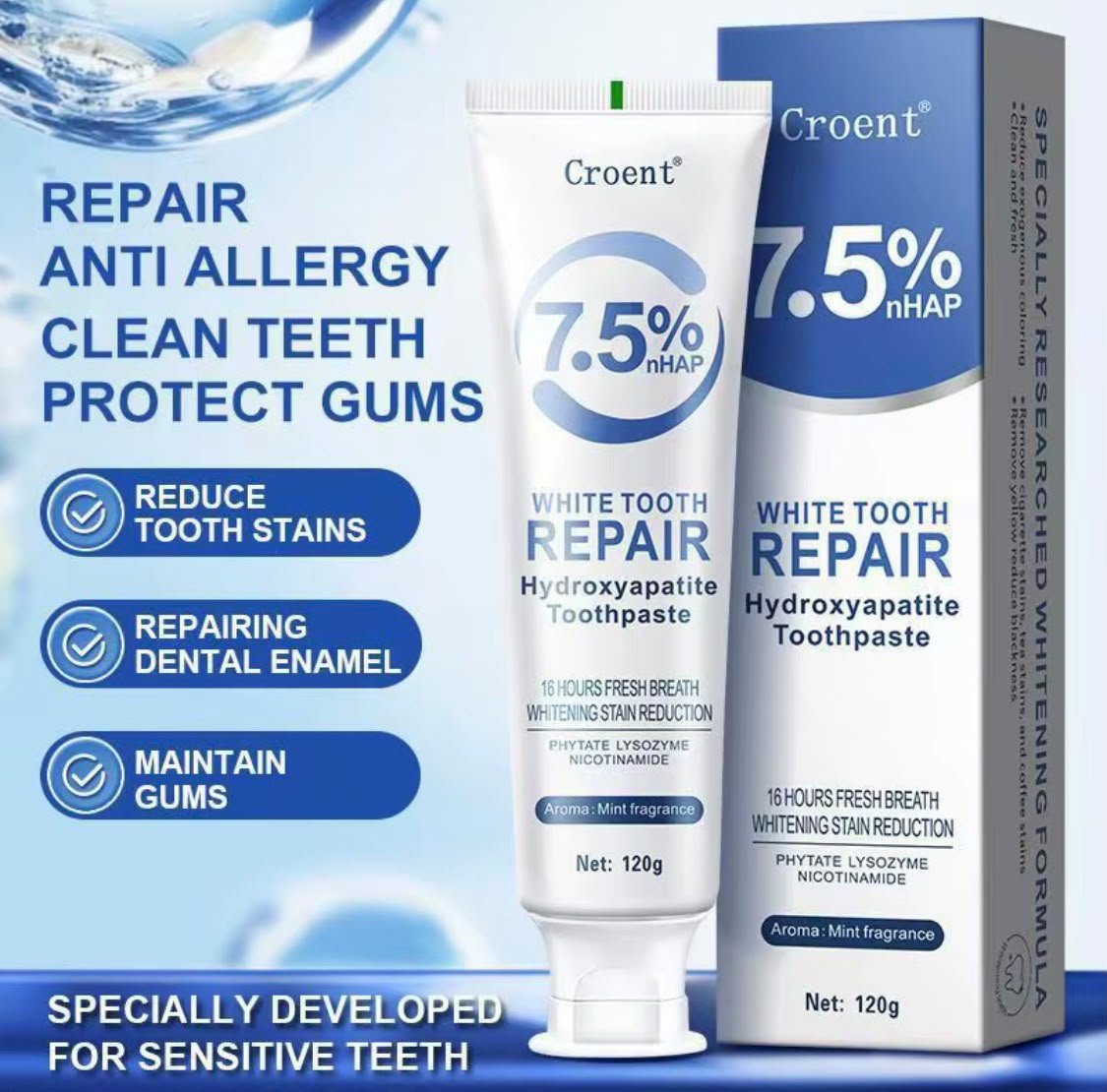 Dentifrice blanchissant nHAP 7.5% Dentifrice blanchissant nHAP 7.5%
