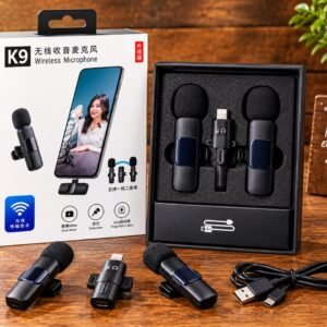 Double Micro cravate sans fil k9 – Réduction de Bruit pour smartphone (Iphone et type-C