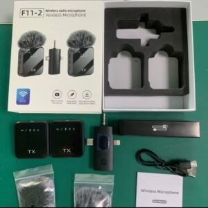 Kit Double Micro Cravate Sans fil F11-2 – Réduction de bruit et Suivi Audio en Direct
