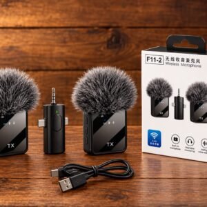 Kit Double Micro Cravate Sans fil F11-2 – Réduction de bruit et Suivi Audio en Direct
