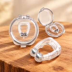 Clip Nasal Anti-Ronflement Magnétique en Silicone avec Boîtier de Rangement